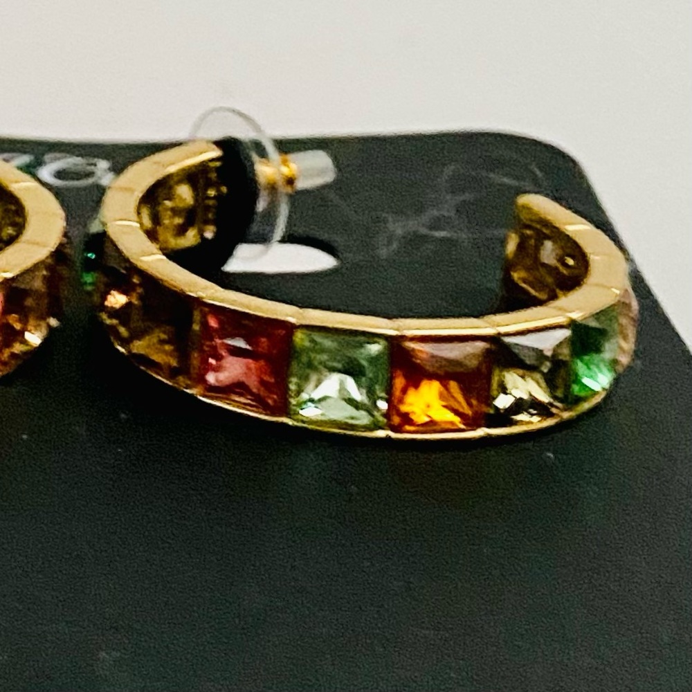 NWT: J CREW | Square Gems Hoop Earrings - Picture 4 of 4